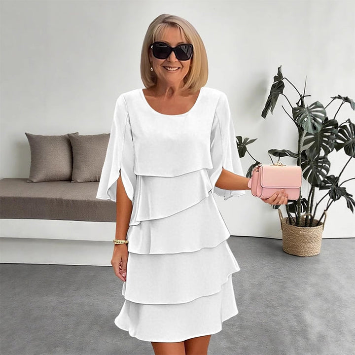 Women's Elegant Layered Ruffle Dress Butterfly Sleeve