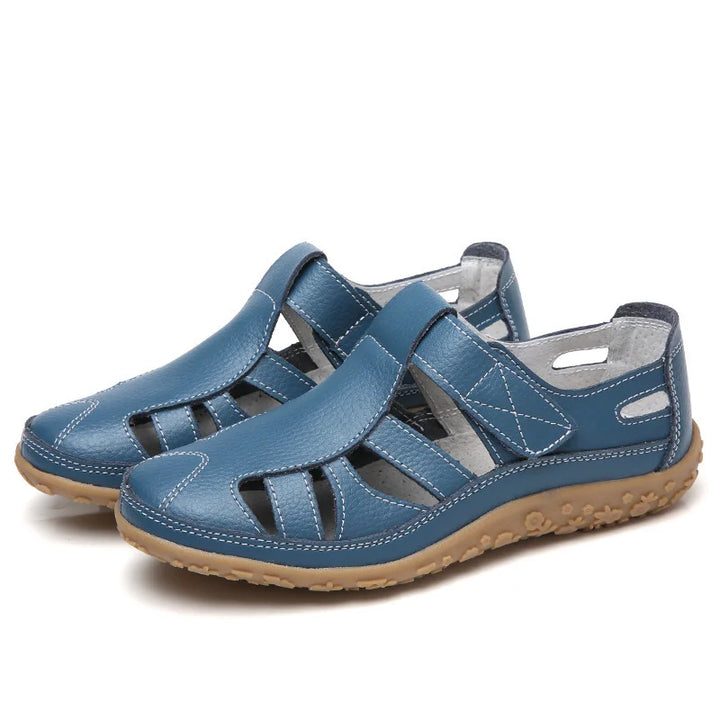Women's Orthopedic Closed Toe Sandals Velcro Cutout Flat