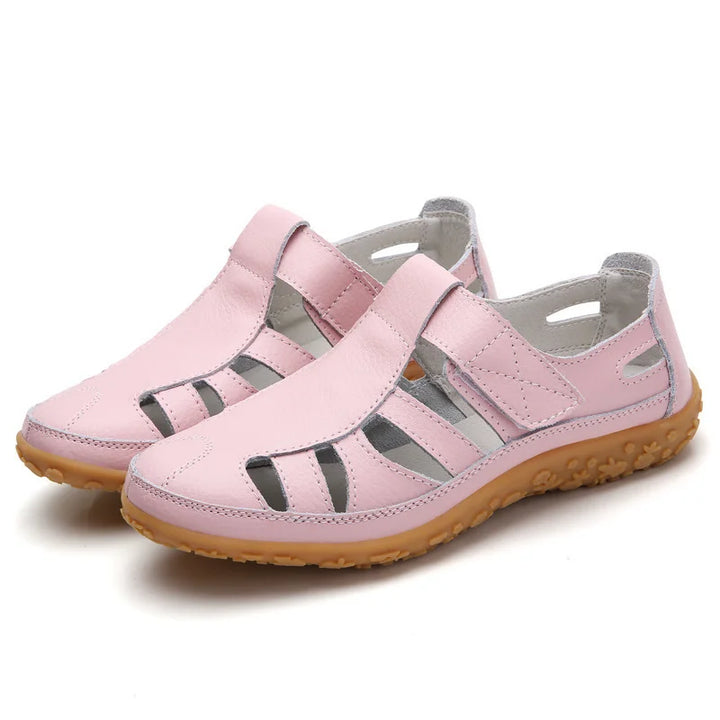 Women's Orthopedic Closed Toe Sandals Velcro Cutout Flat