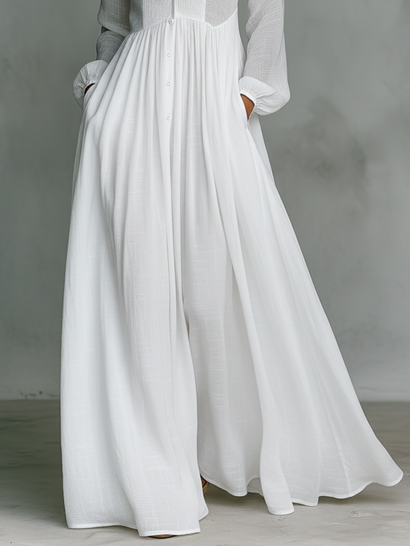 Women's Flowing Button-Front Maxi Dress