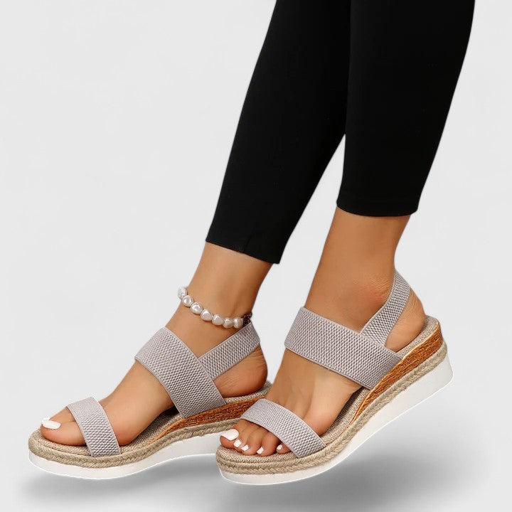 Women's Open Toe Espadrille Platform Sandals with Elastic Straps