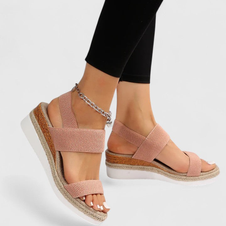 Women's Open Toe Espadrille Platform Sandals with Elastic Straps