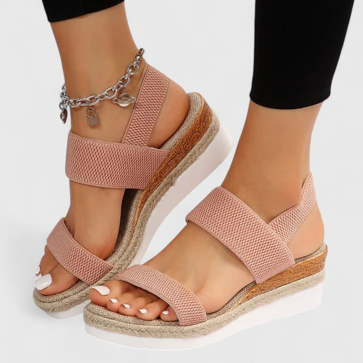 Women's Open Toe Espadrille Platform Sandals with Elastic Straps