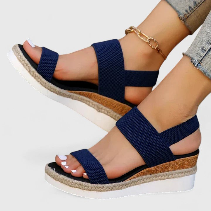 Women's Open Toe Espadrille Platform Sandals with Elastic Straps
